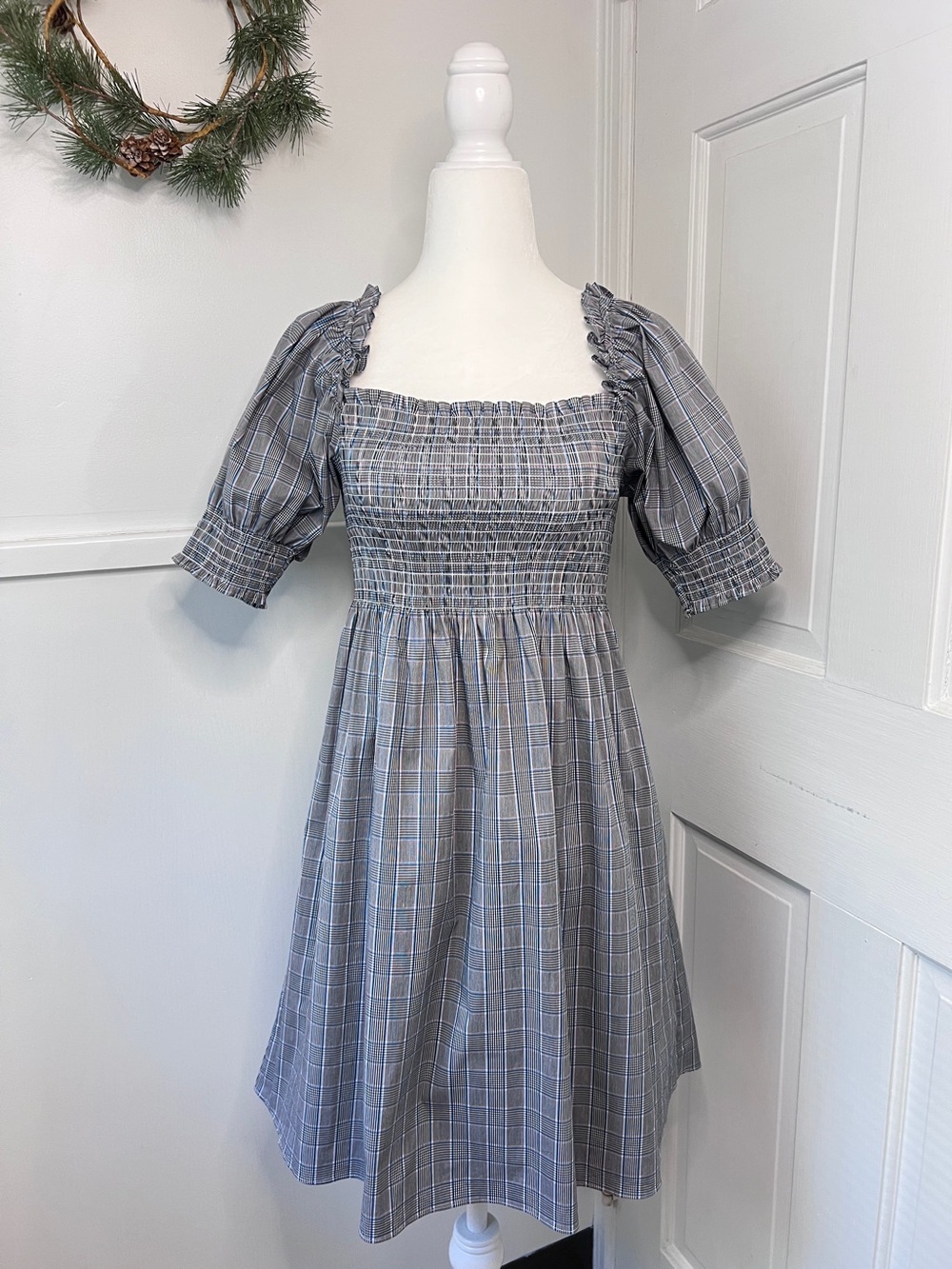 Hill House Athena Plaid Pull Sleeve Nap Dress in Tai Check